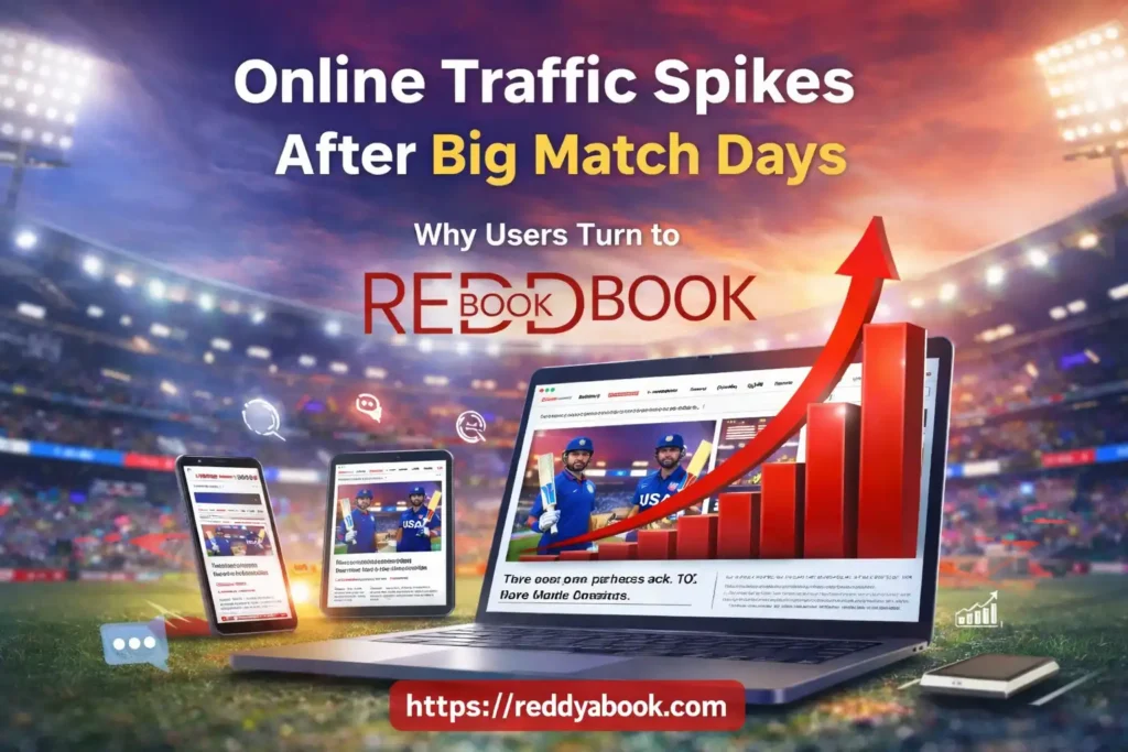 Online traffic spike after big match days showing users visiting reddyabook.com in 2026