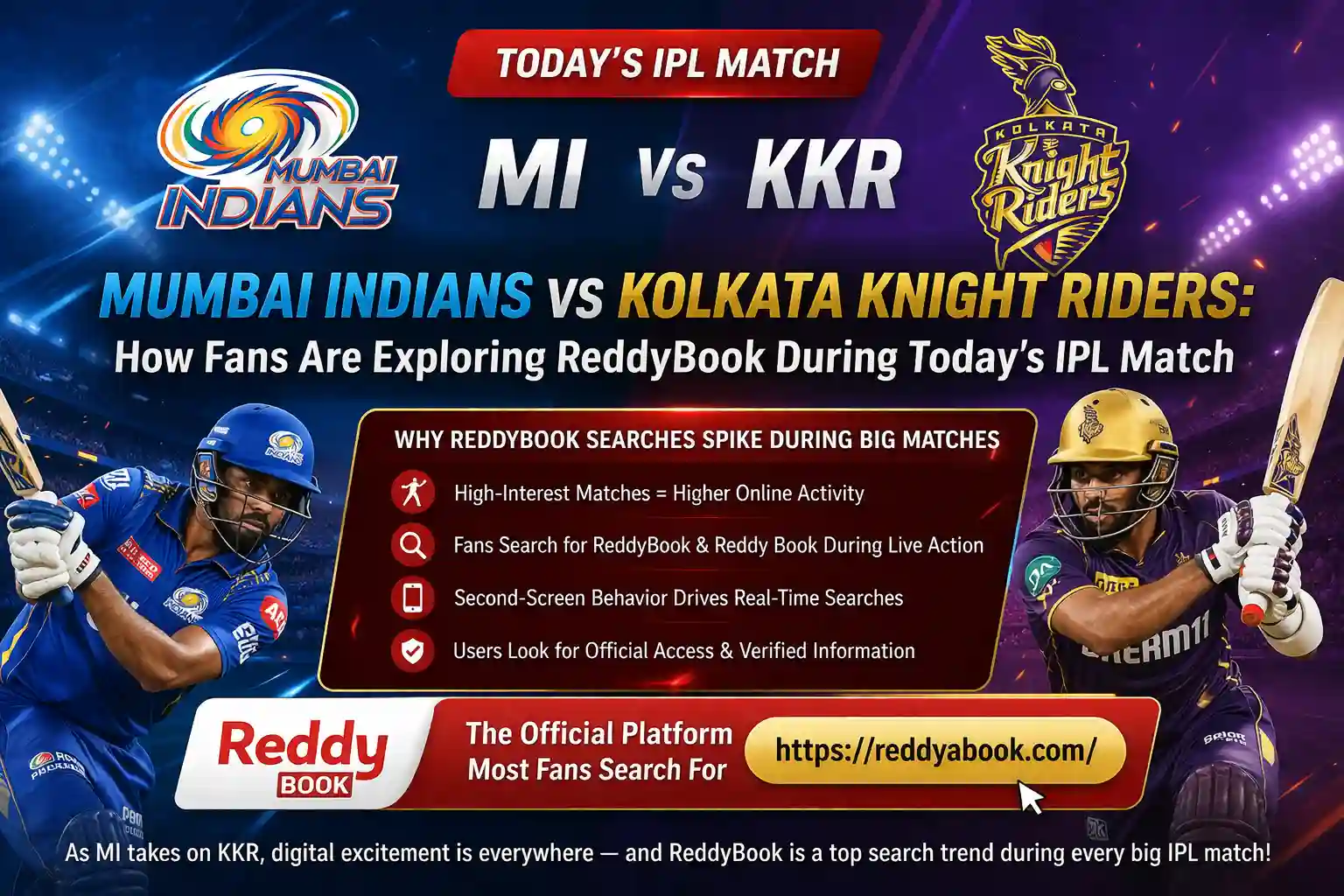 ReddyBook trends during Mumbai Indians vs Kolkata Knight Riders IPL match